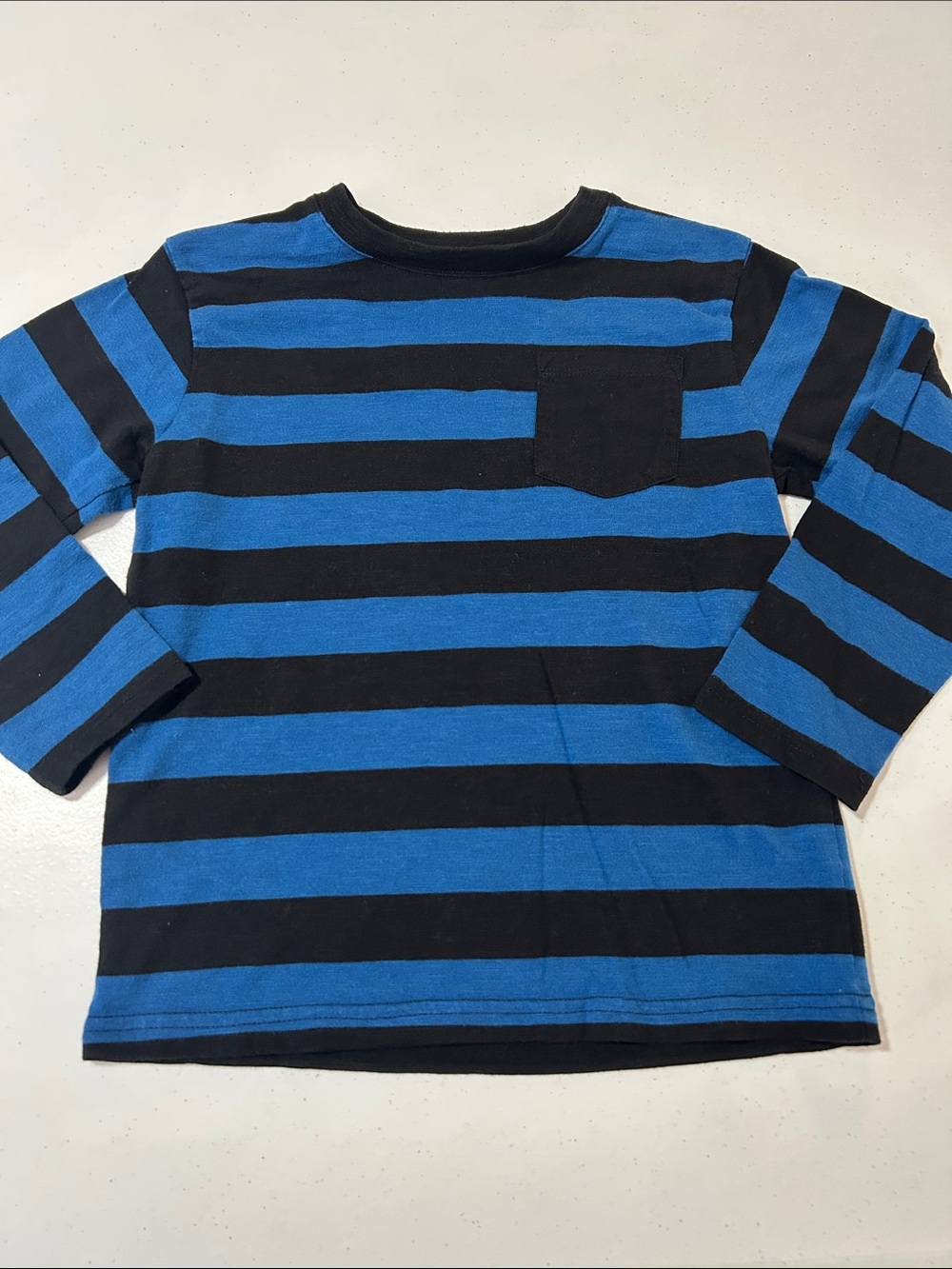 365 Kids Boy’s Blue Stripes Long Sleeve Pocket T-Shirt Size 6